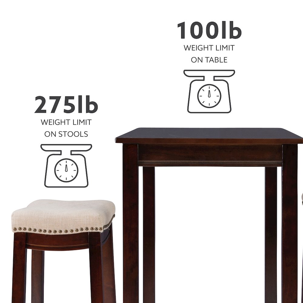 Claridge 3Pc Bar Set Walnut Linen. Picture 11