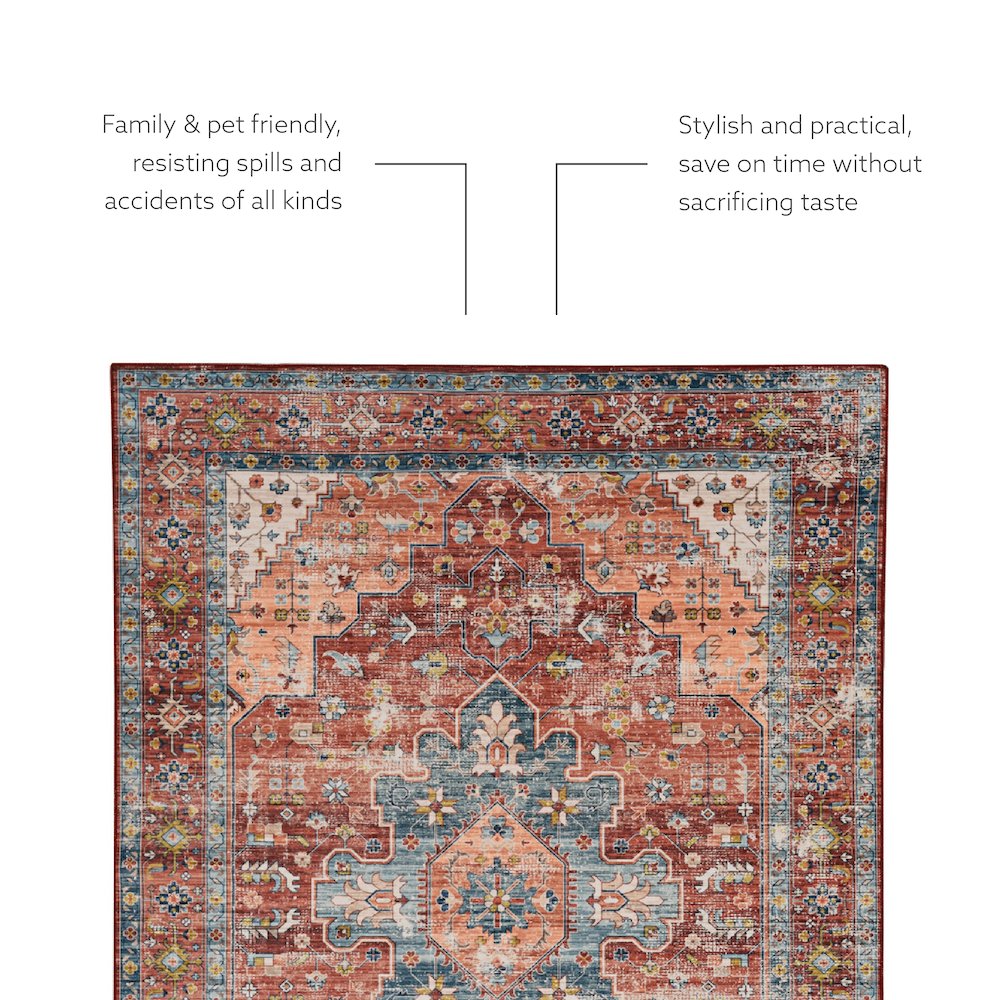 Washable Carter Rust/Ivory 3x5, Rug. Picture 4