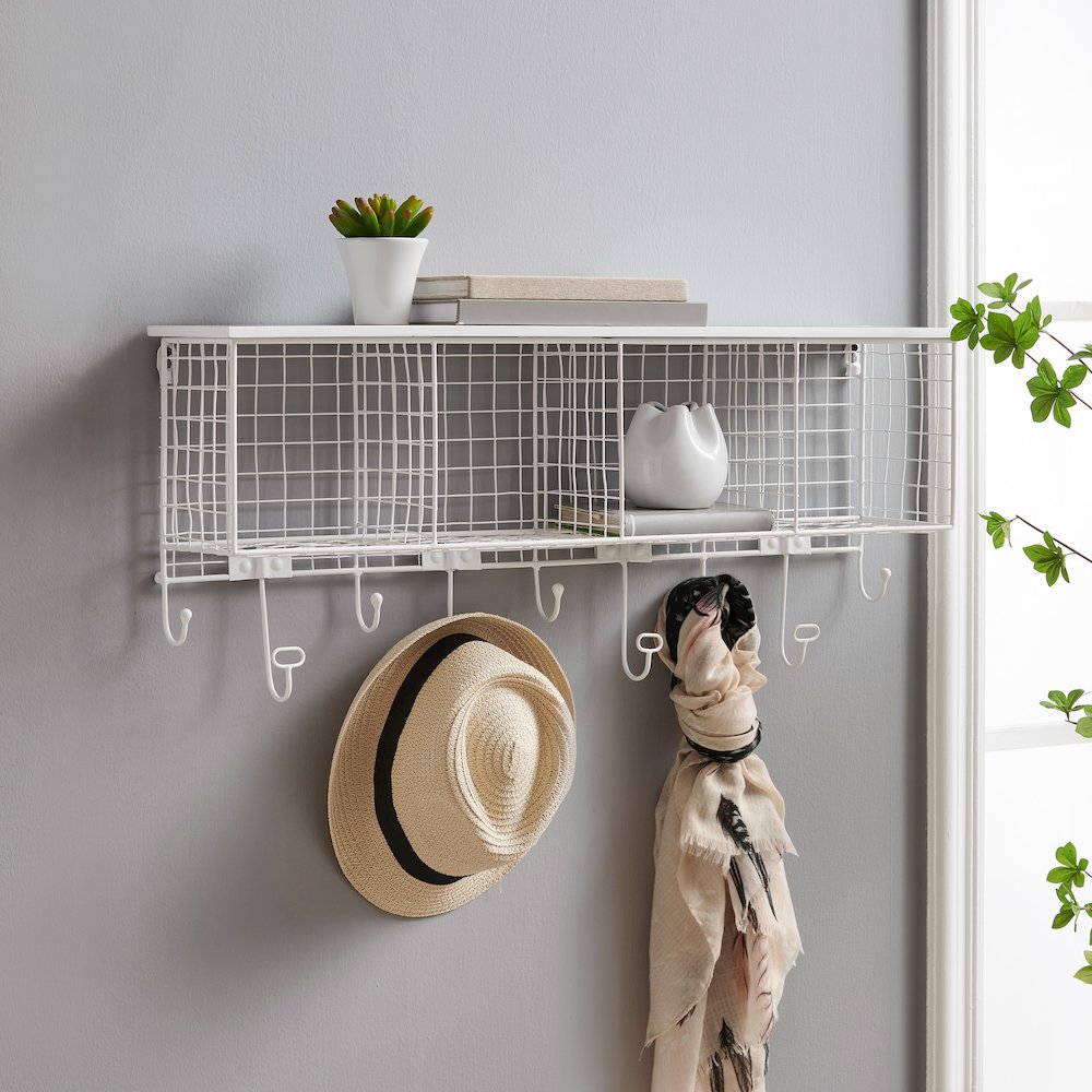 Four Cubby Wall Shelf White. Picture 1