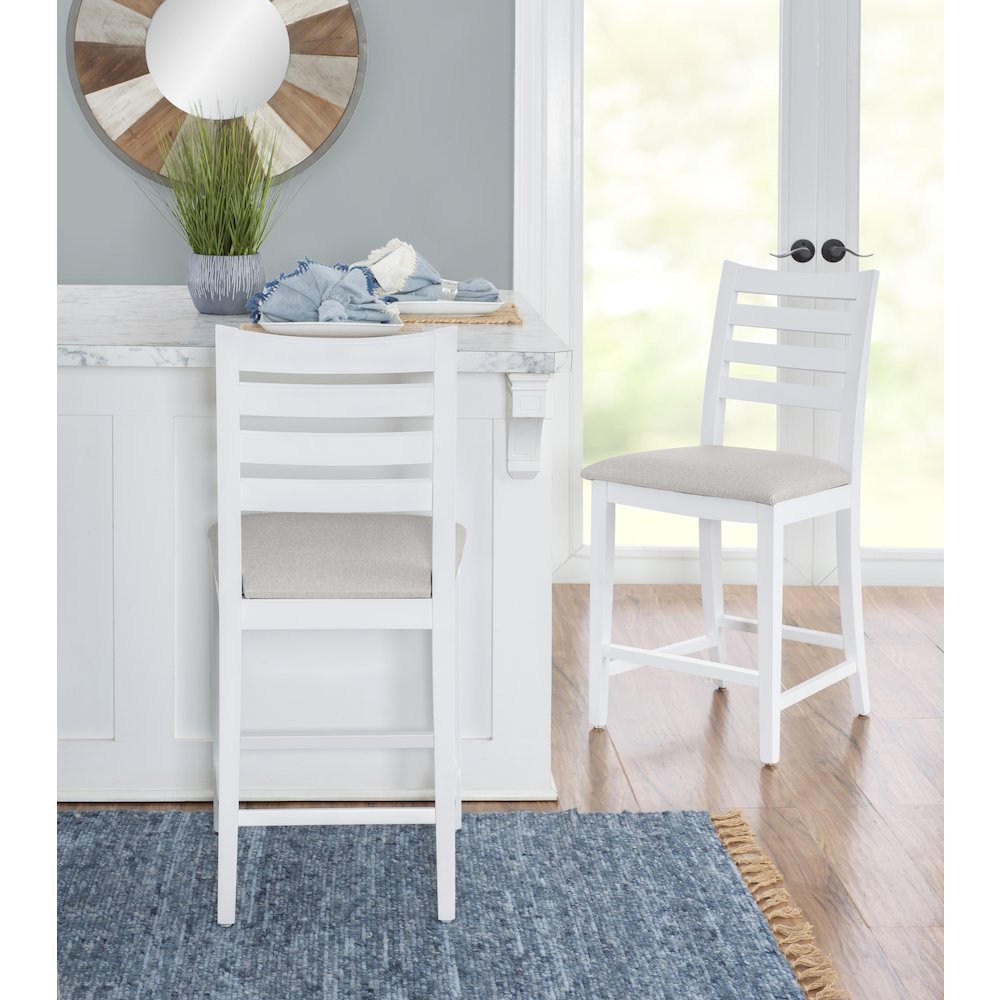 Flynn Counter Stool White Upholstered Set Of 2. Picture 4