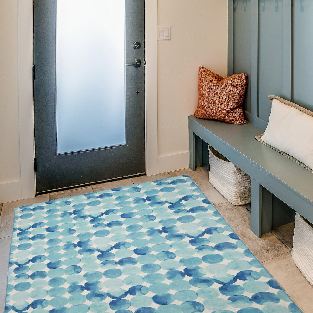 Outdoor Washable Lakeland Blue & Ivory 3' X 5', Rug. Picture 1