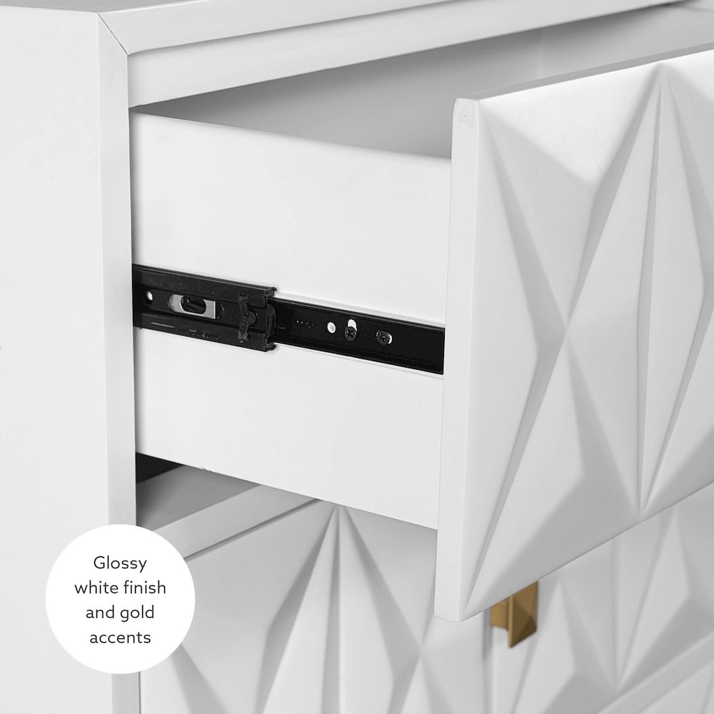 Two Drawer Geo Texture Nightstand White. Picture 15