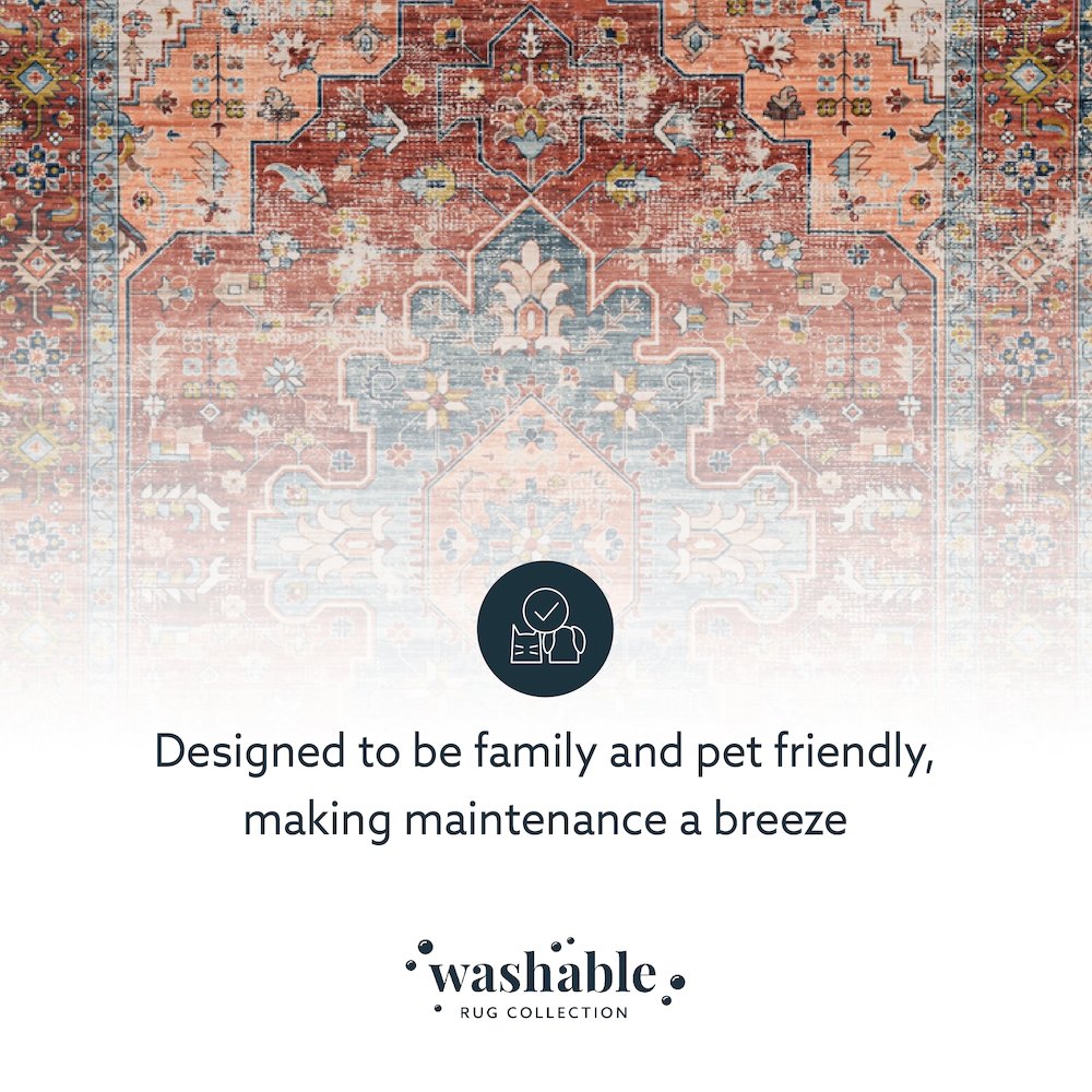 Washable Carter Rust/Ivory 3x5, Rug. Picture 8