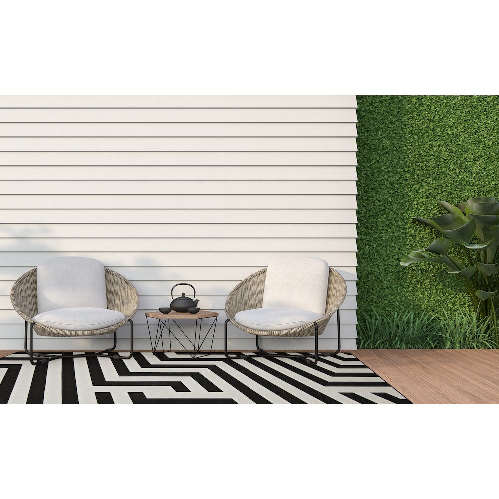 Outdoor Washable Myers Ivory & Black 7' X 9', Rug. Picture 3