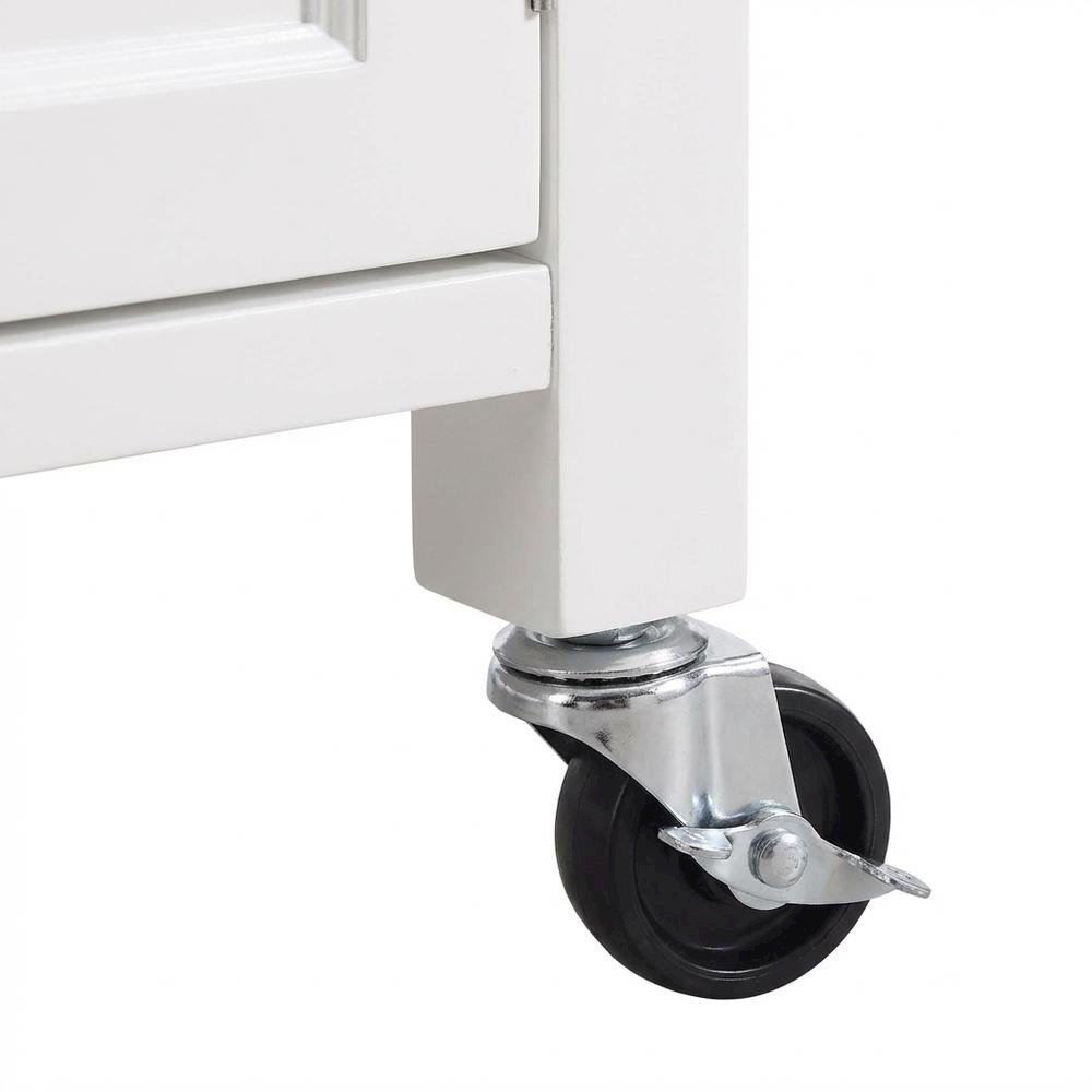 White Kitchen Cart with Granite Top and Timber Construction for Food Prep. Picture 6
