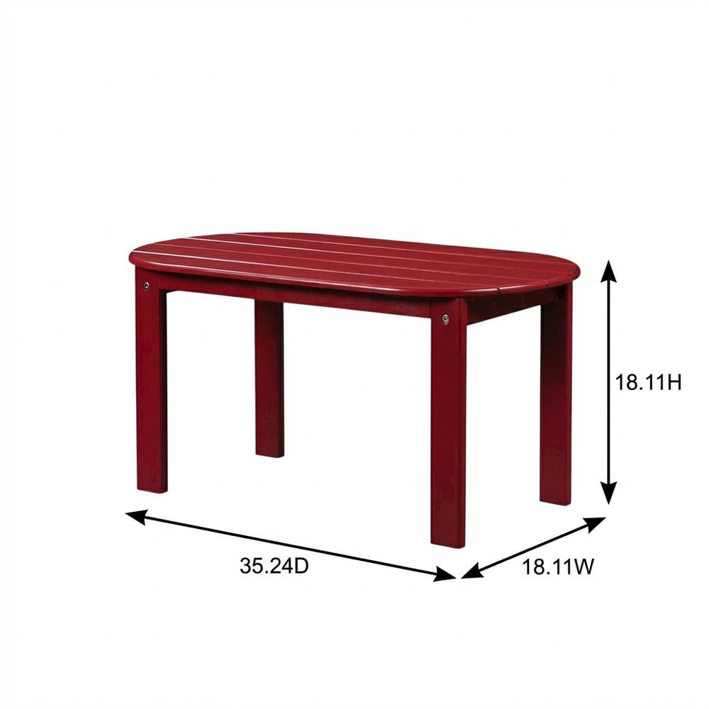 Red Outdoor Coffee Table With Solid Wood And Acacia Finish. Picture 7