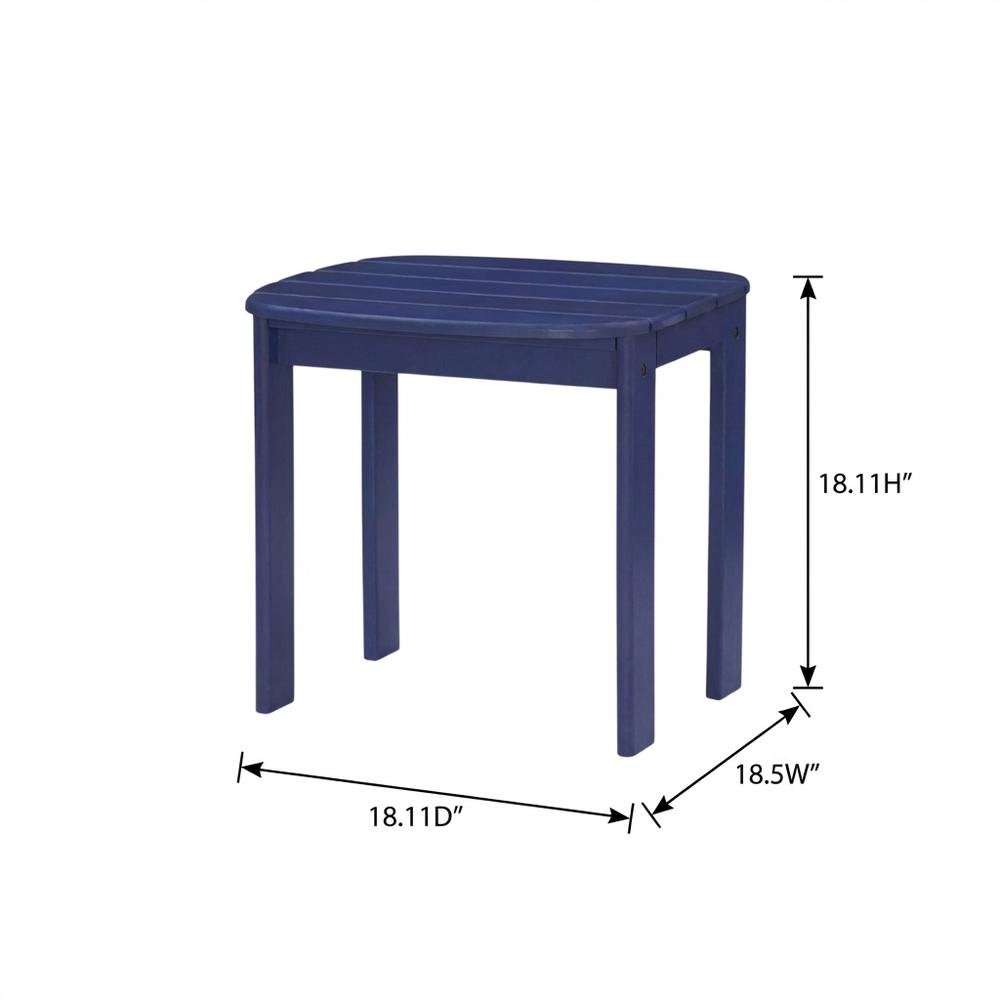 Outdoor End Table In Blue, Acacia Wood Finish, Durable Solid Wood Construction. Picture 7