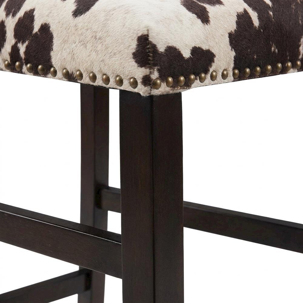 Brown Pine and Hardwood Bar Stool with Microfiber Seat and Modern Design. Picture 5