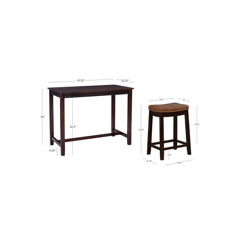 Claridge 3Pc Counter Set Brown Cognac. Picture 12