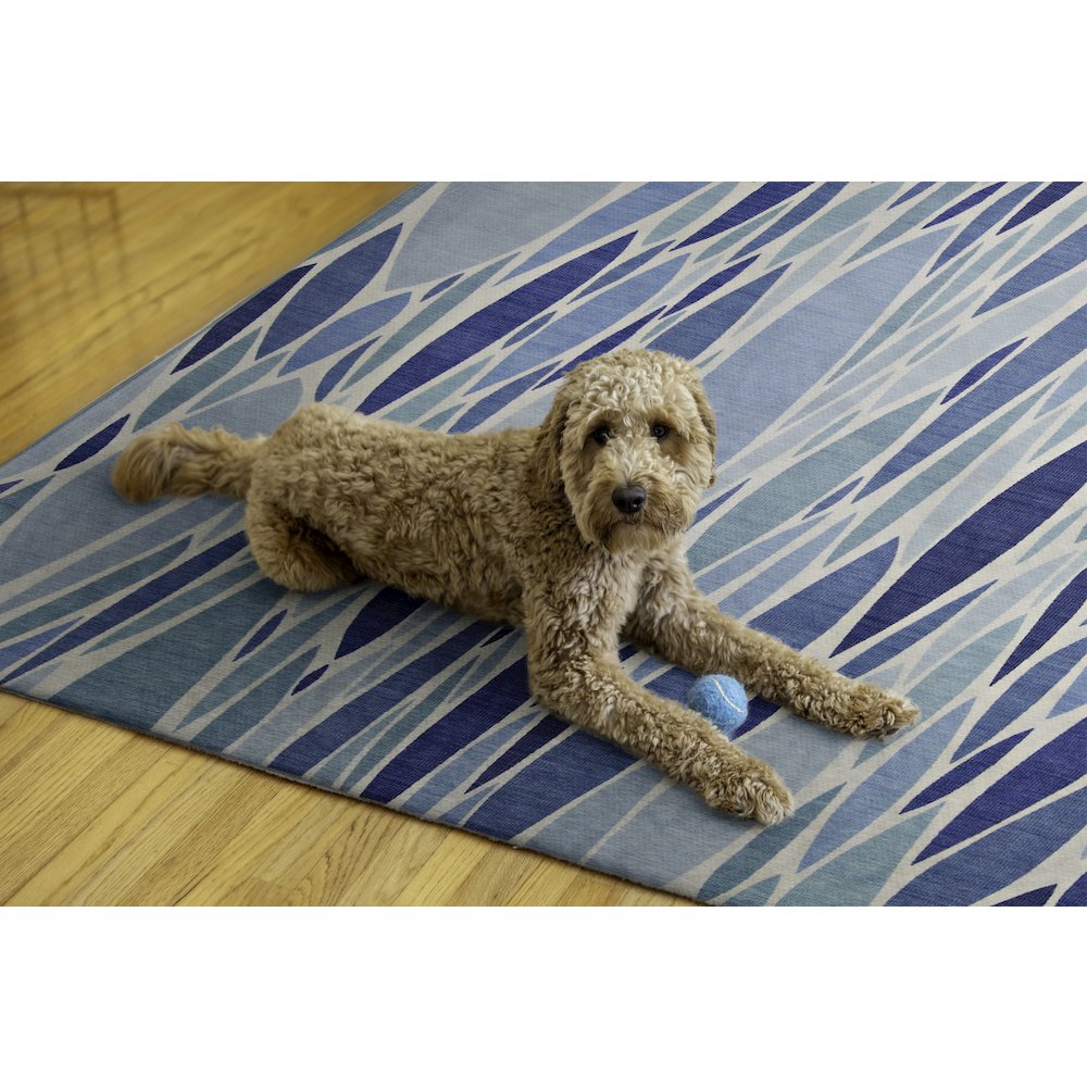 Outdoor Washable Pompano Blue & Ivory 7' X 9', Rug. Picture 2