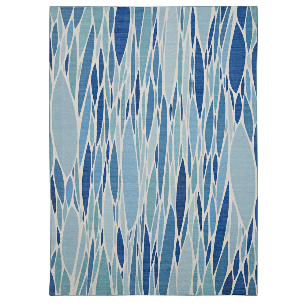 Outdoor Washable Pompano Blue & Ivory 7' X 9', Rug. Picture 4