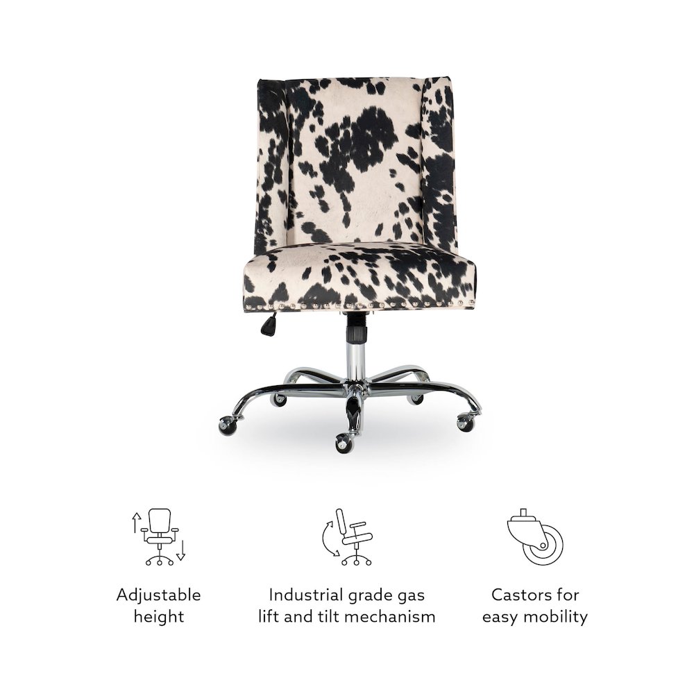 Draper Office Chair, Black And White Cow Print. Picture 16