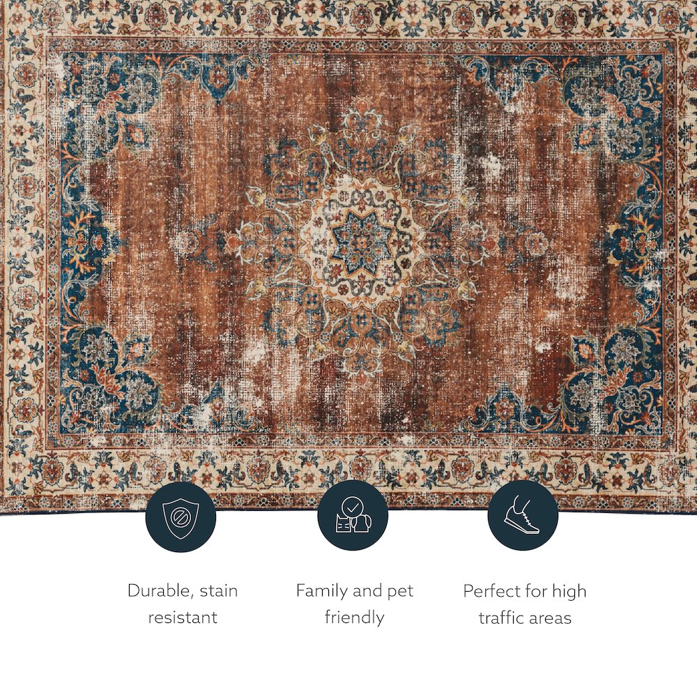 Washable Foster Russet/Ivory 2x8, Rug. Picture 4