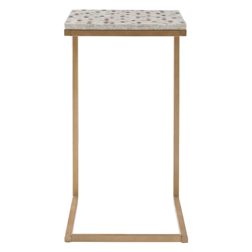 Priscille Capiz Fish Mosaic Accent C Table. Picture 1