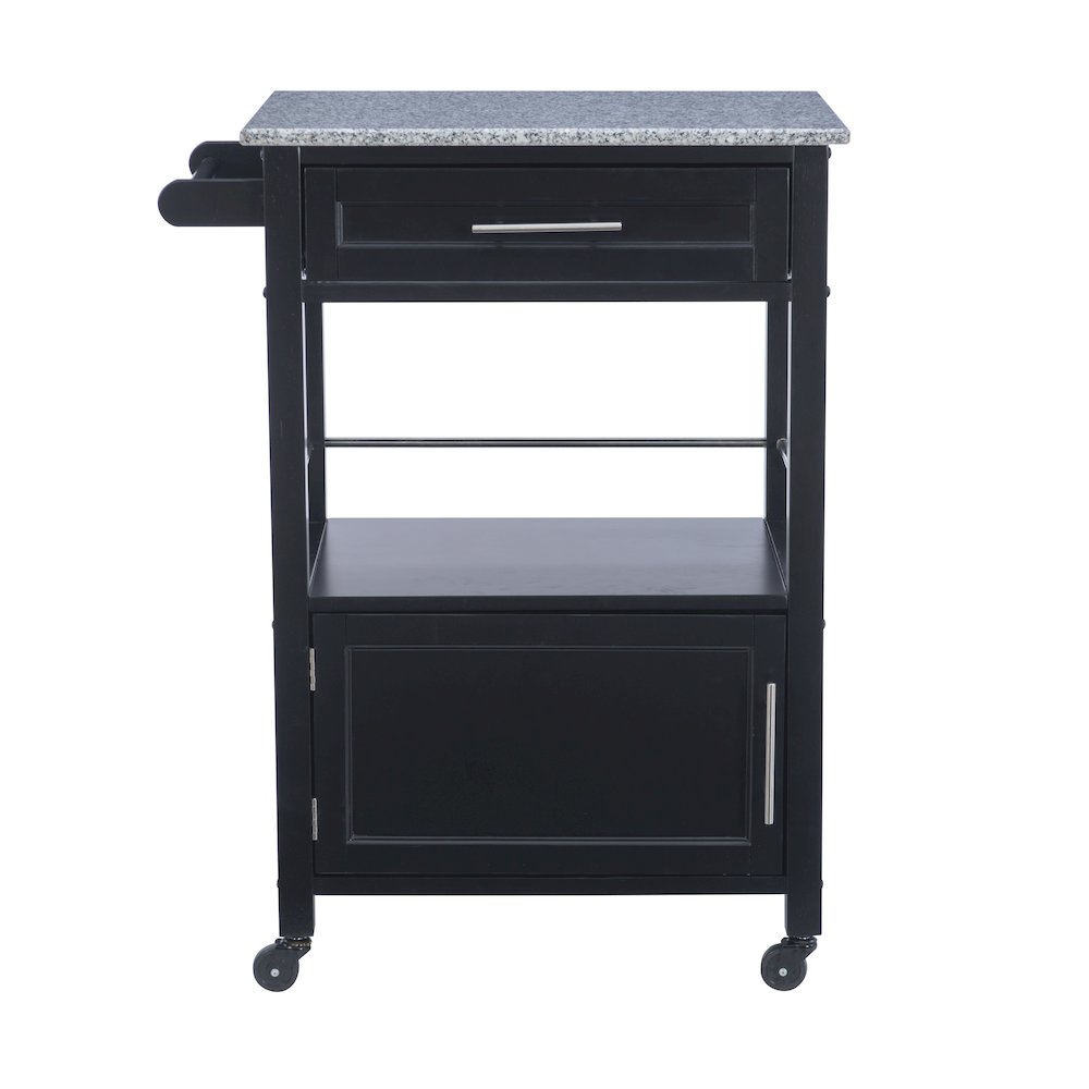 Mitchell Black Kitchen Cart With Granite Top. Picture 2
