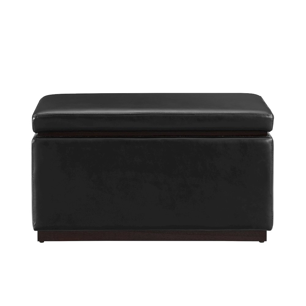 Blanche Rectangle Ottoman Black Pu. Picture 2