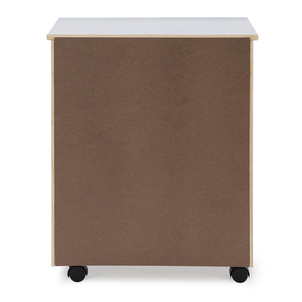 Cary Six Drawer Wide Roll Cart, White Wash. Picture 4