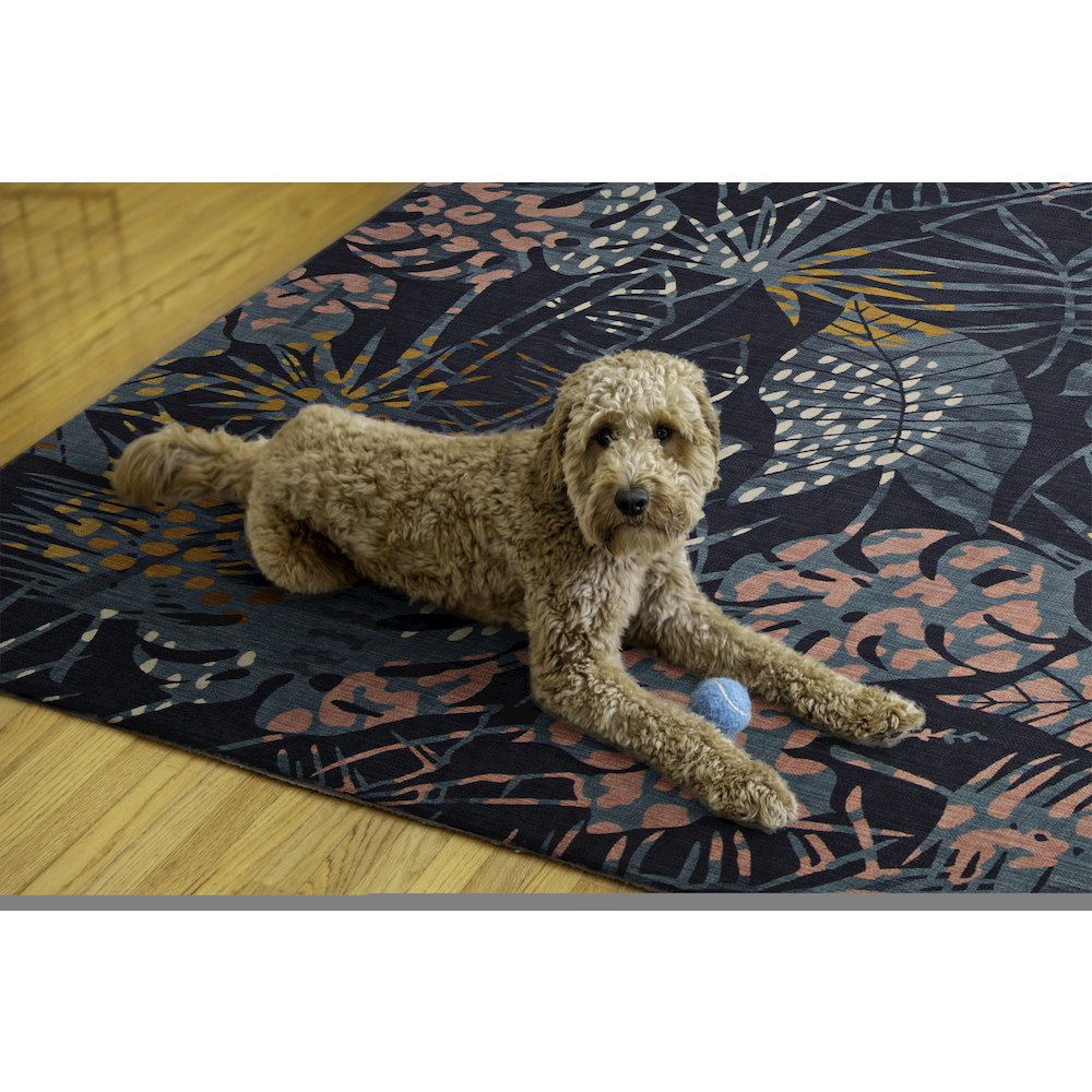 Outdoor Washable Miramar Navy & Gold 5' X7', Rug. Picture 2