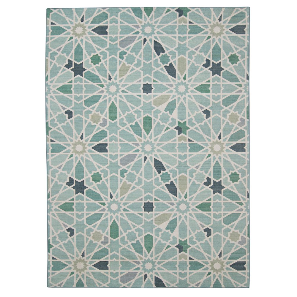 Outdoor Washable Deltona Green & Ivory 5' X7', Rug. Picture 4