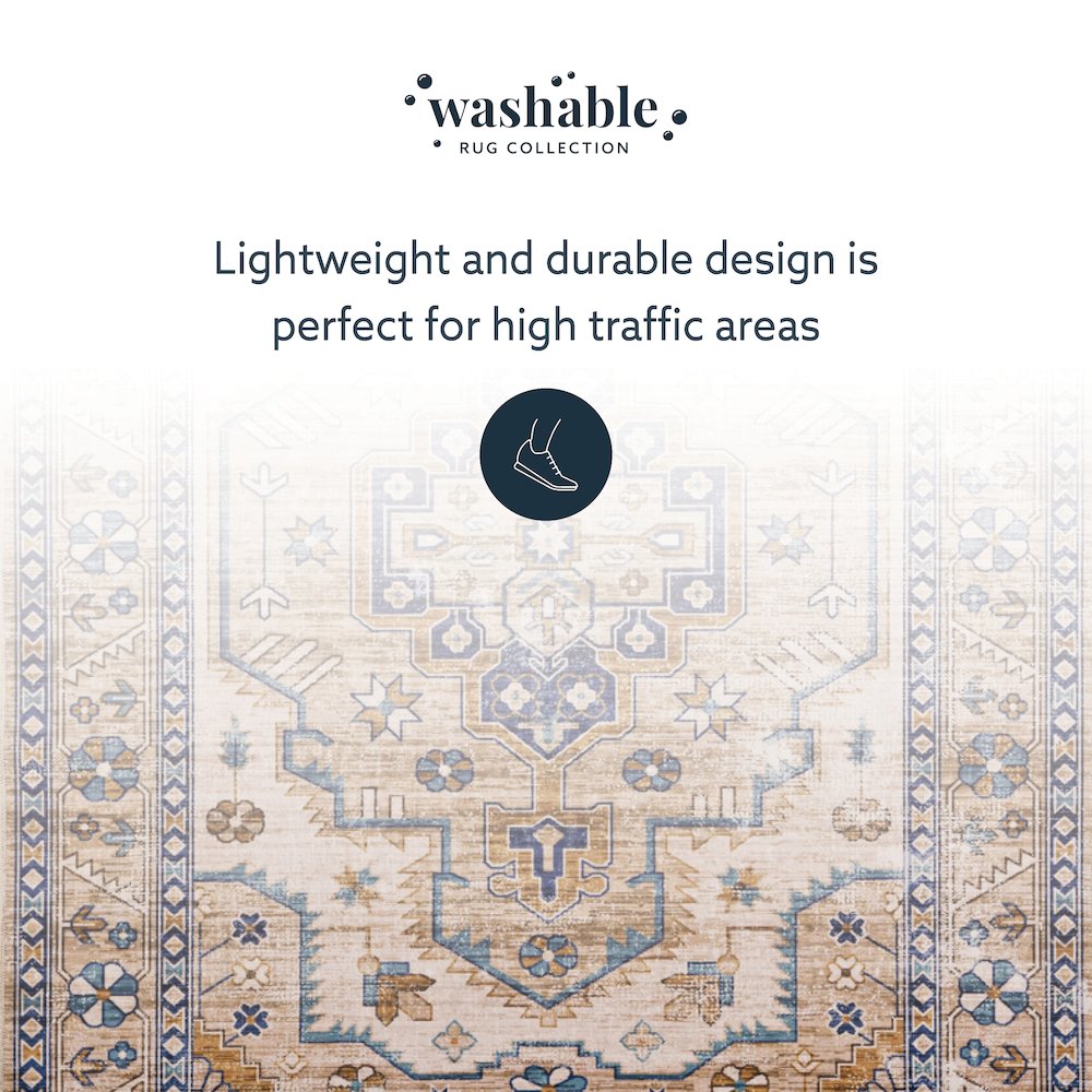 Washable Julian Ivory/Gold 5x7, Rug. Picture 6
