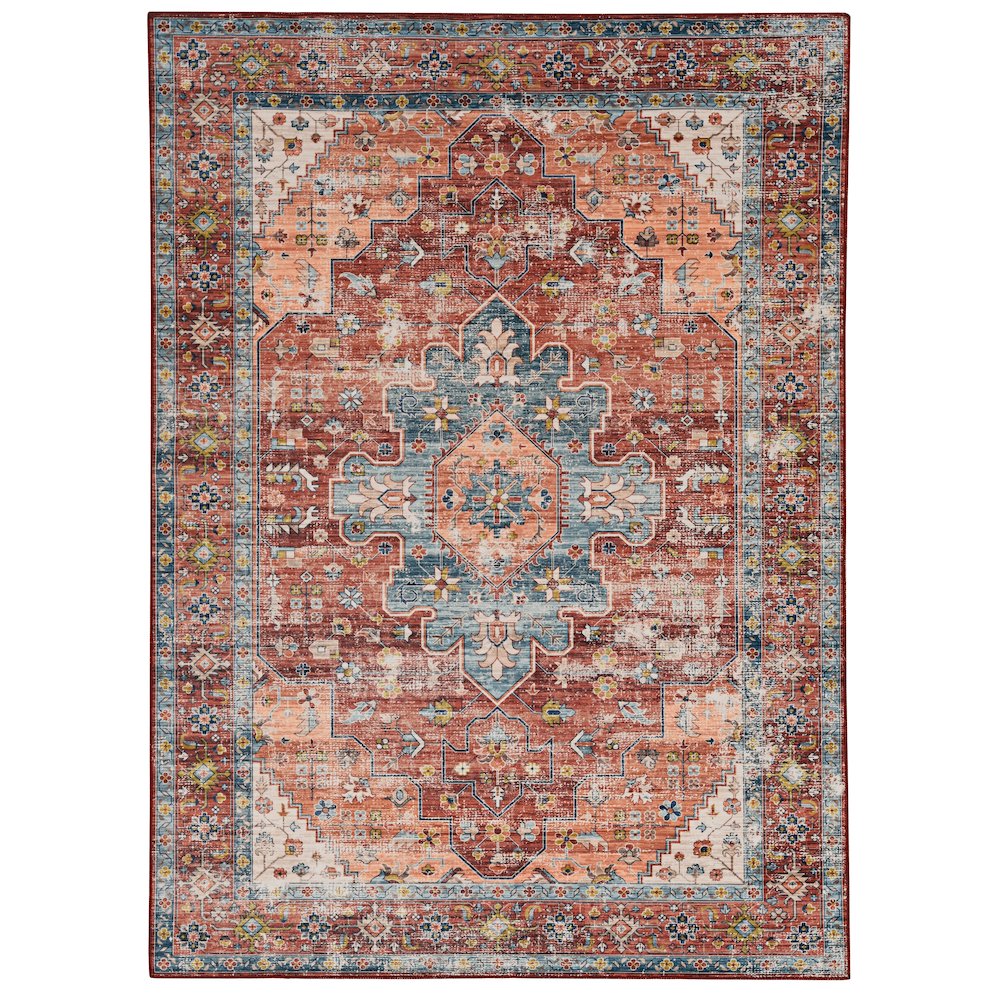 Washable Carter Rust/Ivory 5x7, Rug. Picture 3