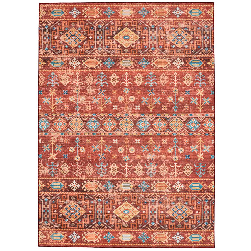 Washable Devlin Red/Ivory 5x7, Rug. Picture 1