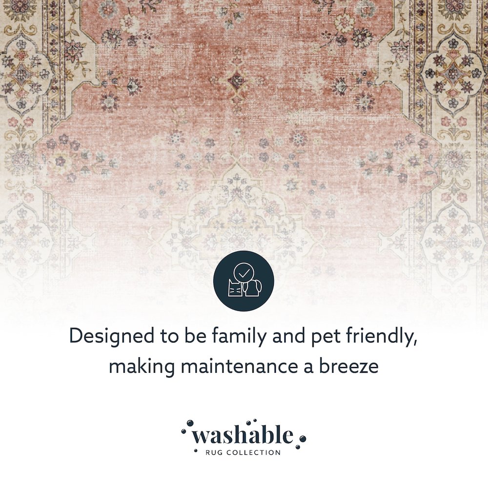 Washable Blanton Pink/Ivory 2x8, Rug. Picture 7