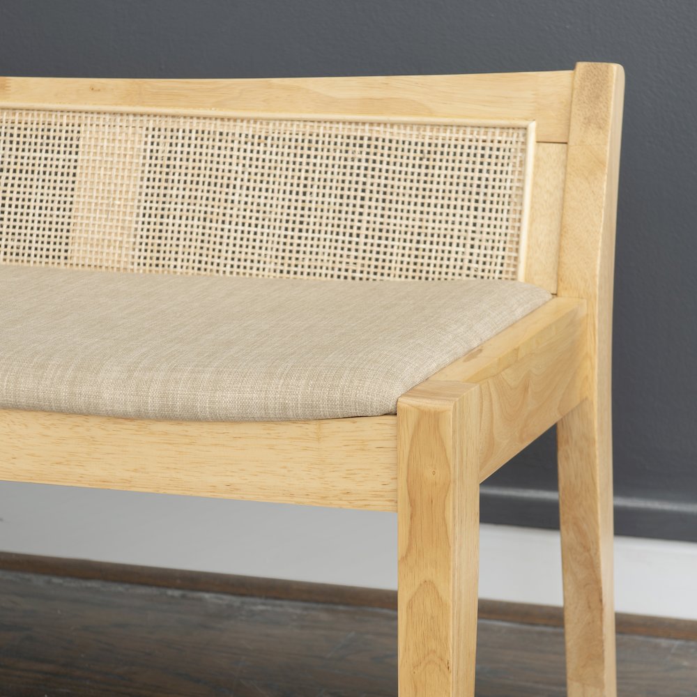 Nassau Rattan Cane Bench with Back, Beige. Picture 3