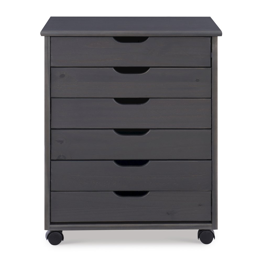 Cary Six Drawer Wide Roll Cart, Grey. Picture 2