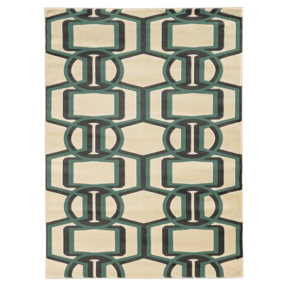 Roma Bridle Grey & Turquoise 8x10, Rug. Picture 1