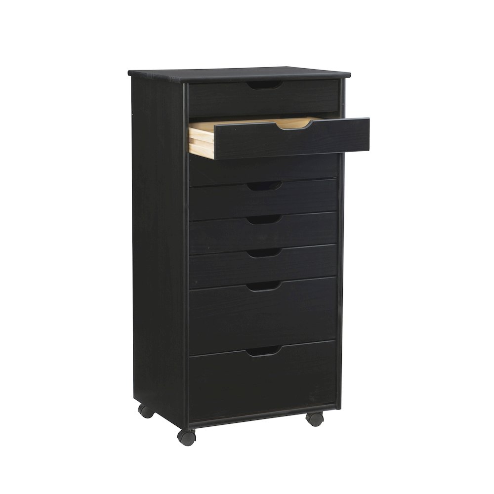 Cary Eight Drawer Rolling Storage Cart, Black. Picture 2