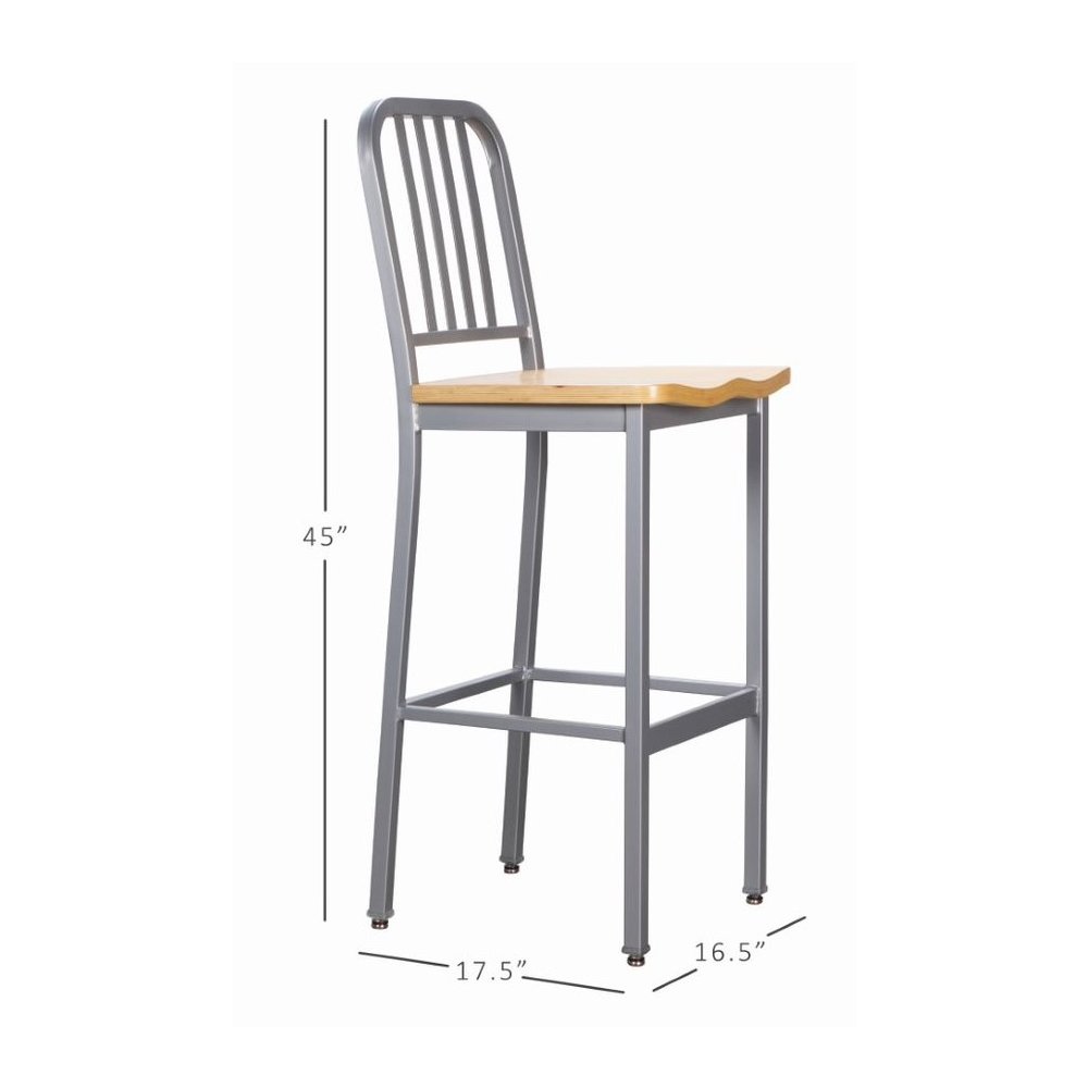 Frazier Metal Barstool Silver Set Of 2. Picture 17