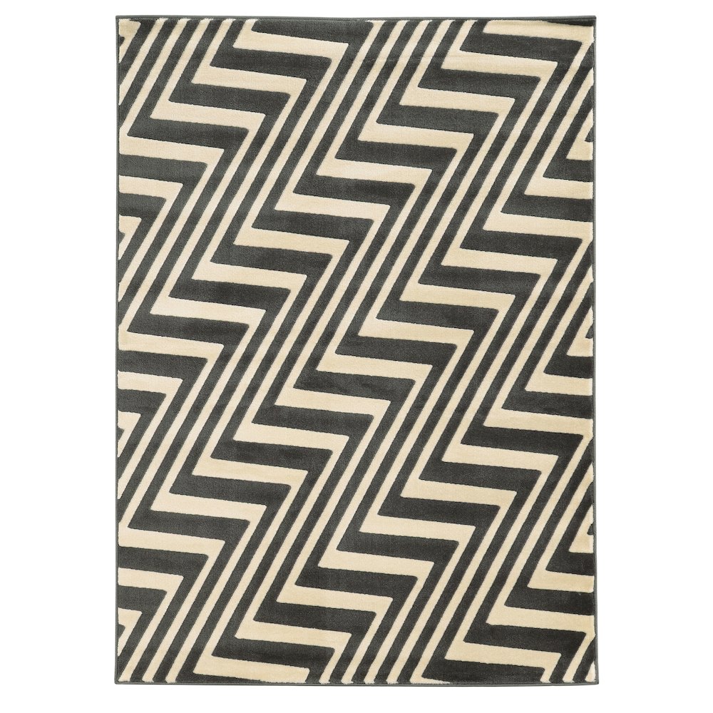Roma ZigZag Charcoal & Grey 5x7, Rug. Picture 1
