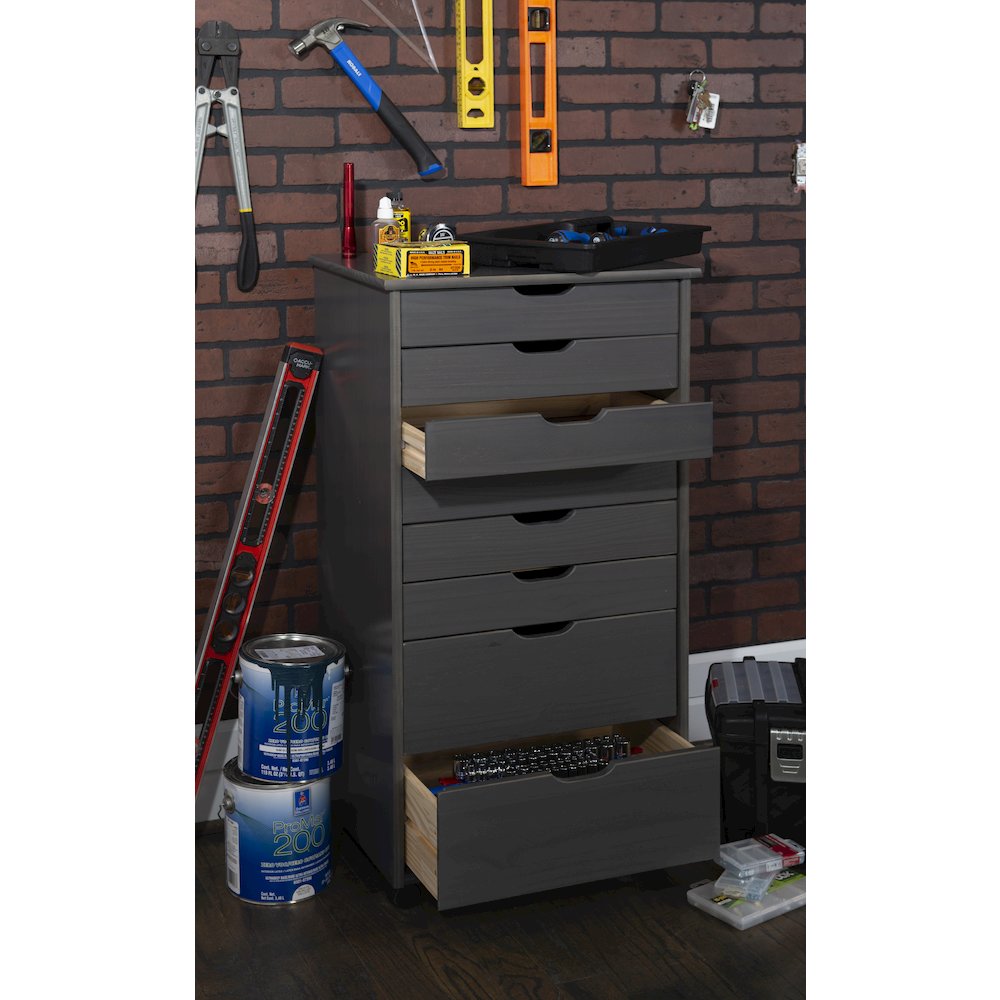 Cary Eight Drawer Rolling Storage Cart, Grey. Picture 6