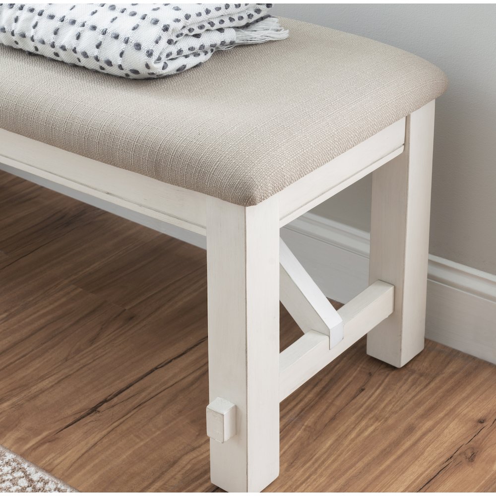Turino Distressed White Bench. Picture 3