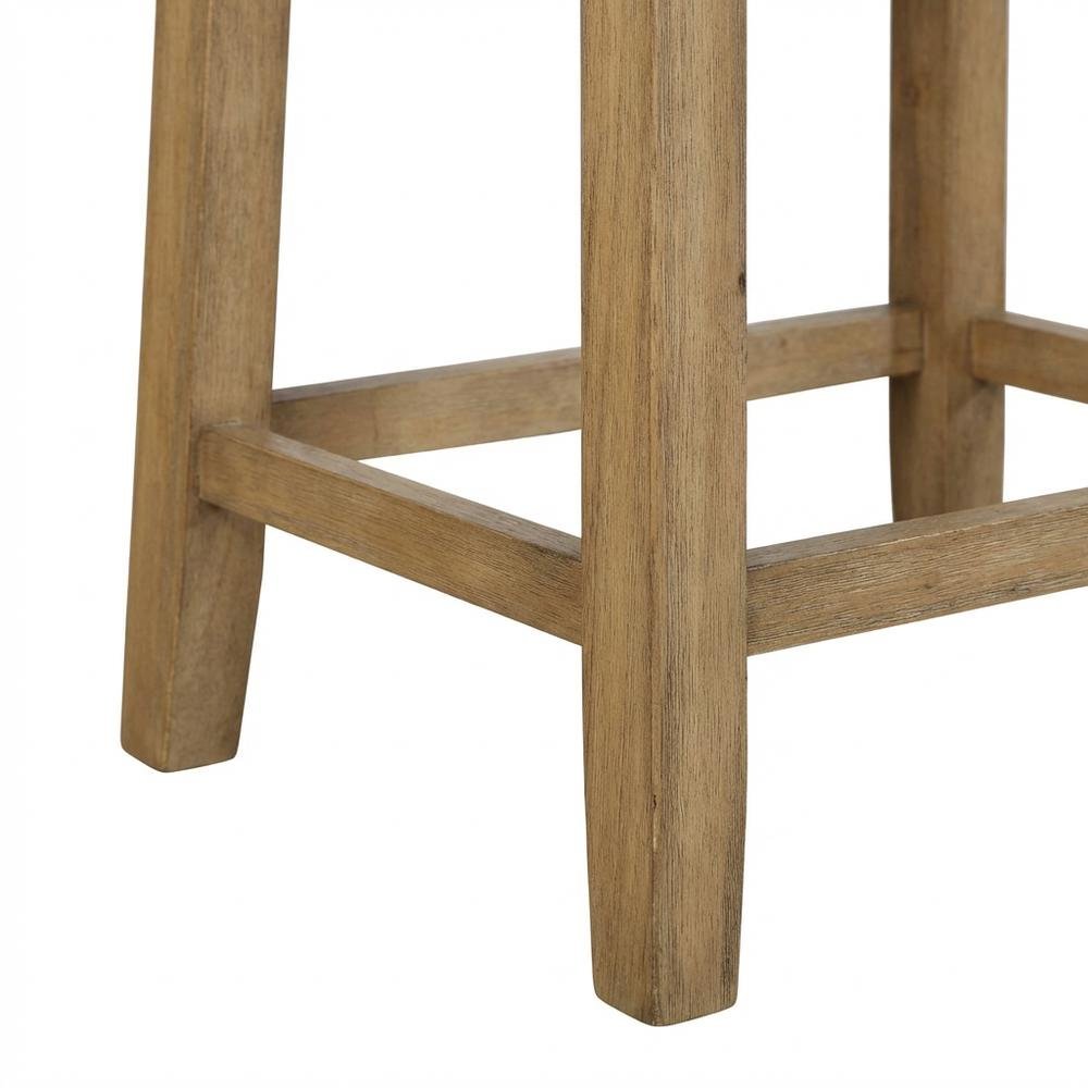 Rustic Stripe Counter Stool with Linen Weave Fabric and Metal Nail Heads. Picture 7