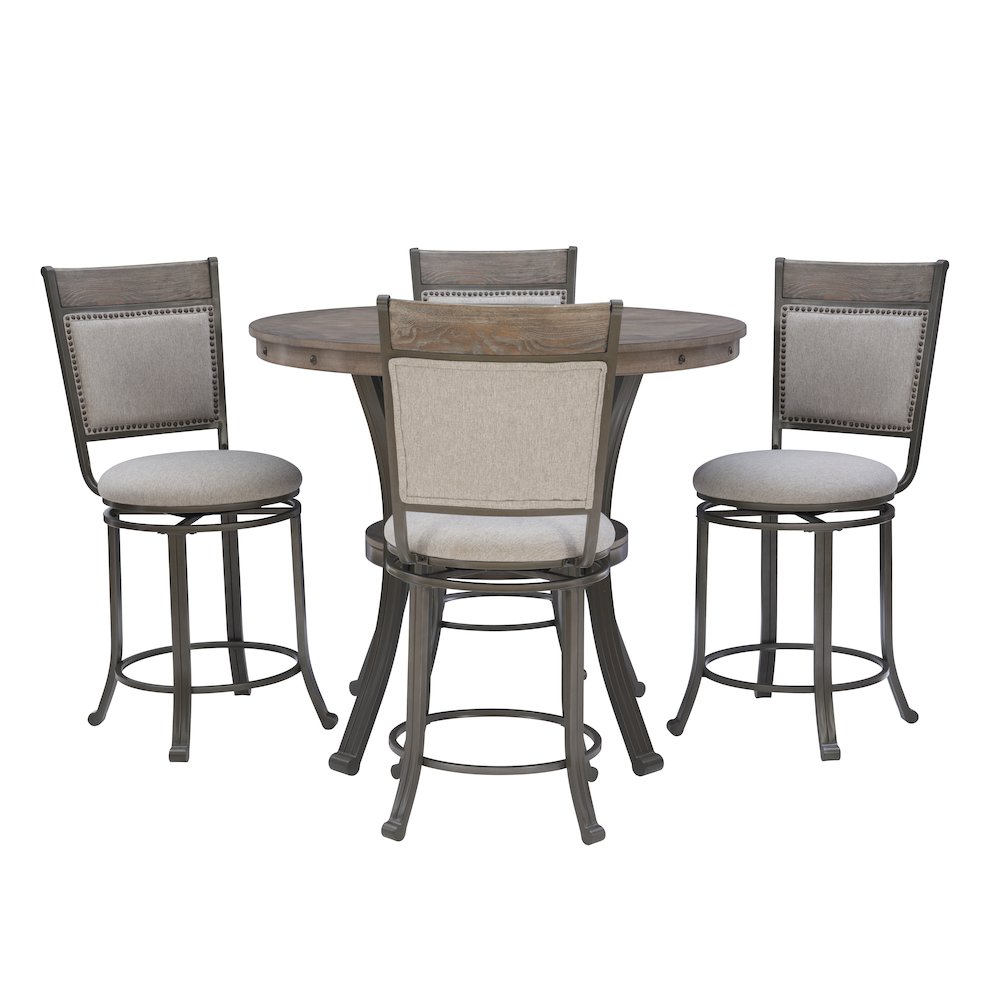 Franklin 5 Piece Gathering Counter Height Group Pewter. Picture 3