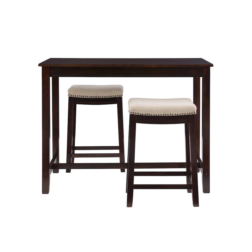 Claridge 3Pc Counter Set Walnut Linen. Picture 2