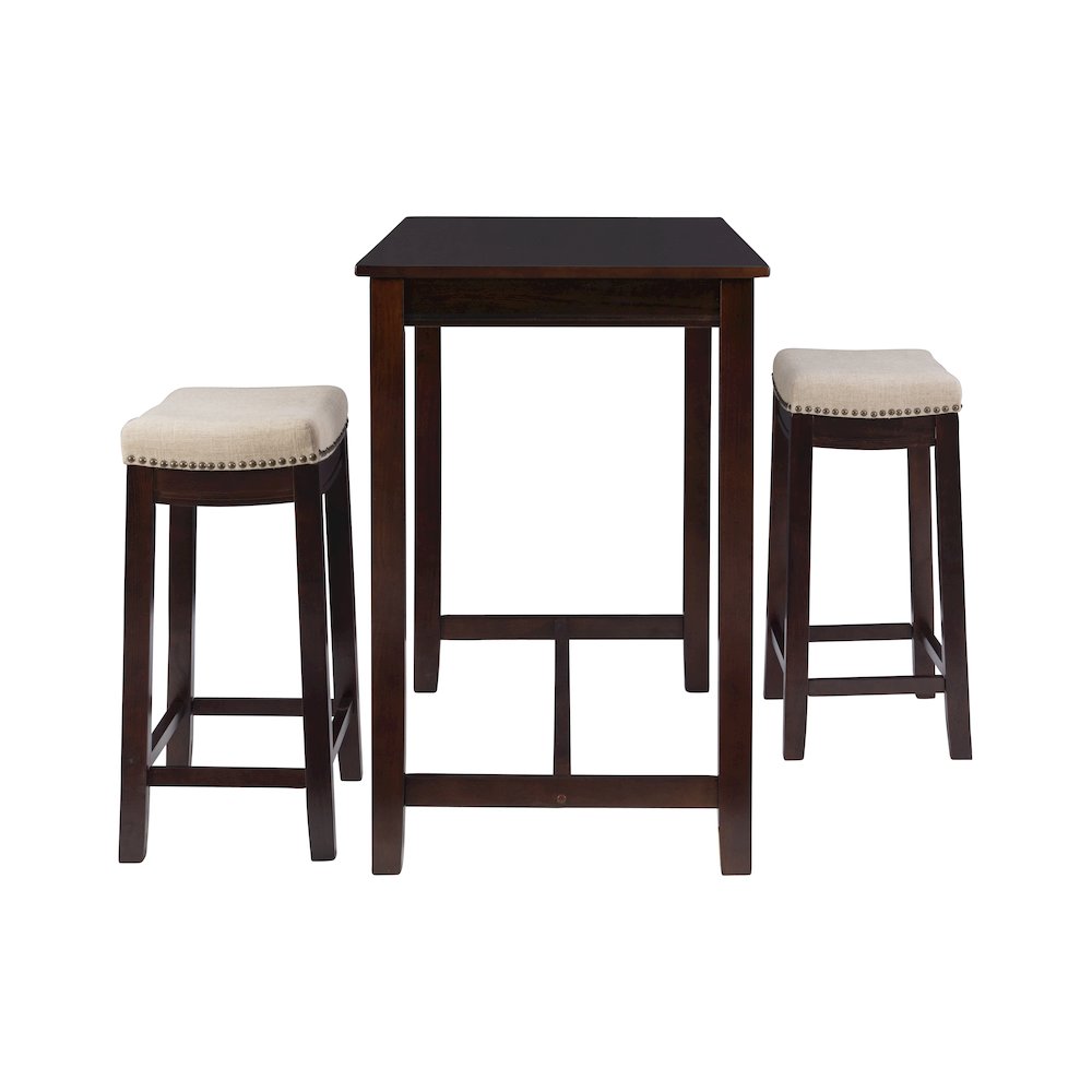 Claridge 3Pc Counter Set Walnut Linen. Picture 4