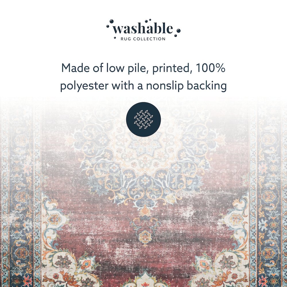 Washable Bryant Ivory/Burgundy 5x7, Rug. Picture 8