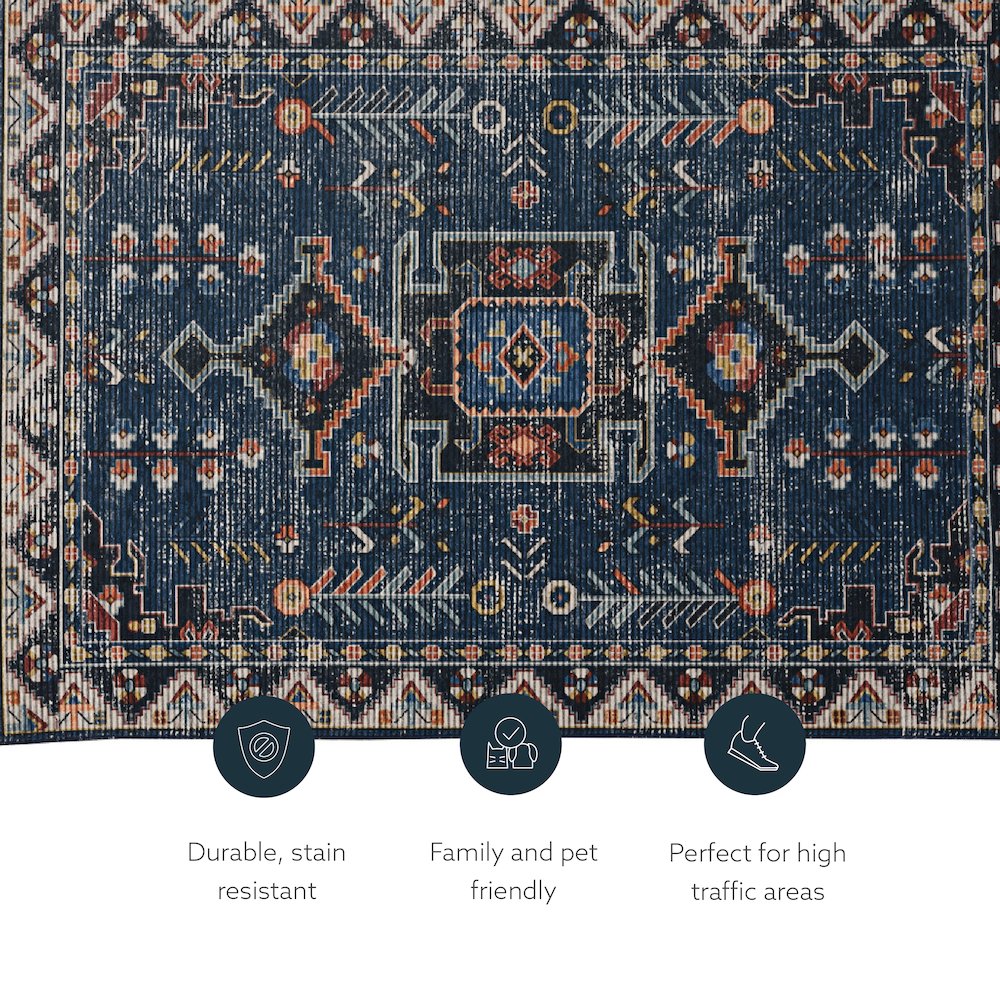 Washable Larson Navy/Ivory 2x3, Rug. Picture 5
