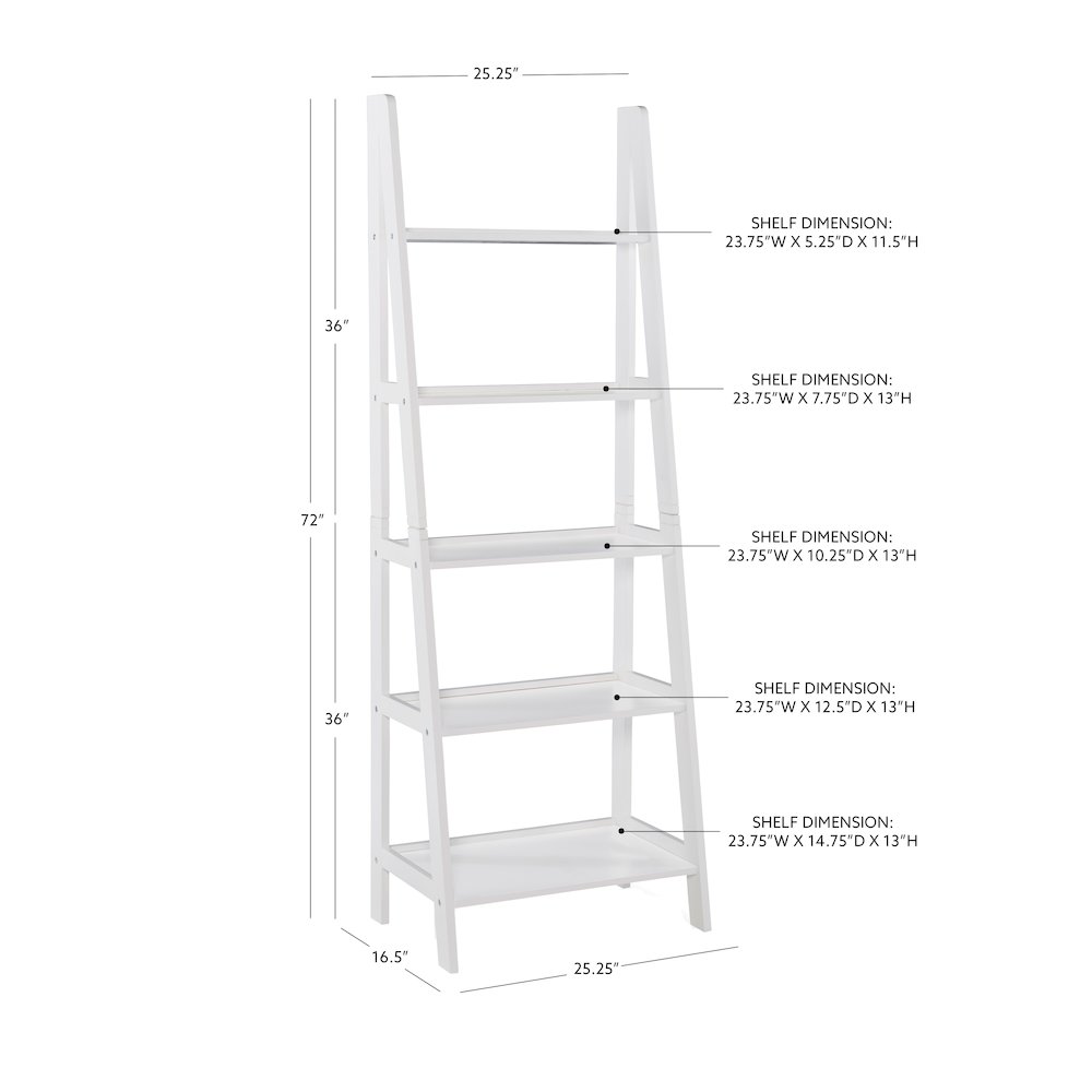 Acadia Ladder Bookshelf, White. Picture 14