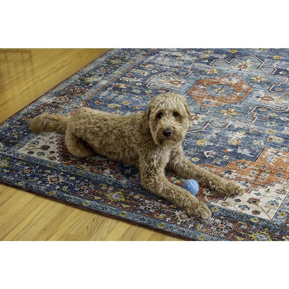 Washable Markum Teal/Rust 5x7, Rug. Picture 2
