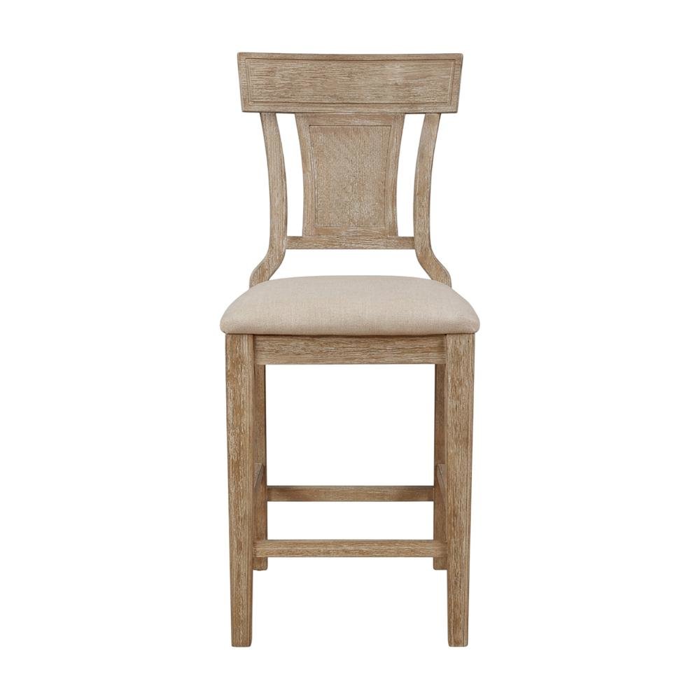 Brown Counter Stool with Solid Rubberwood Frame, Padded Seat & Linen Upholstery. Picture 1