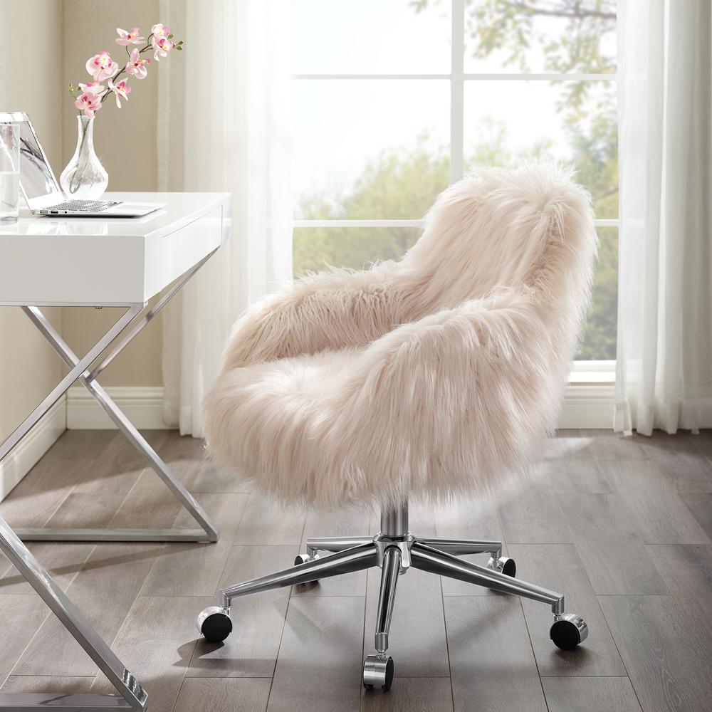 Fiona Faux Fur Office Chair, Pink. Picture 1