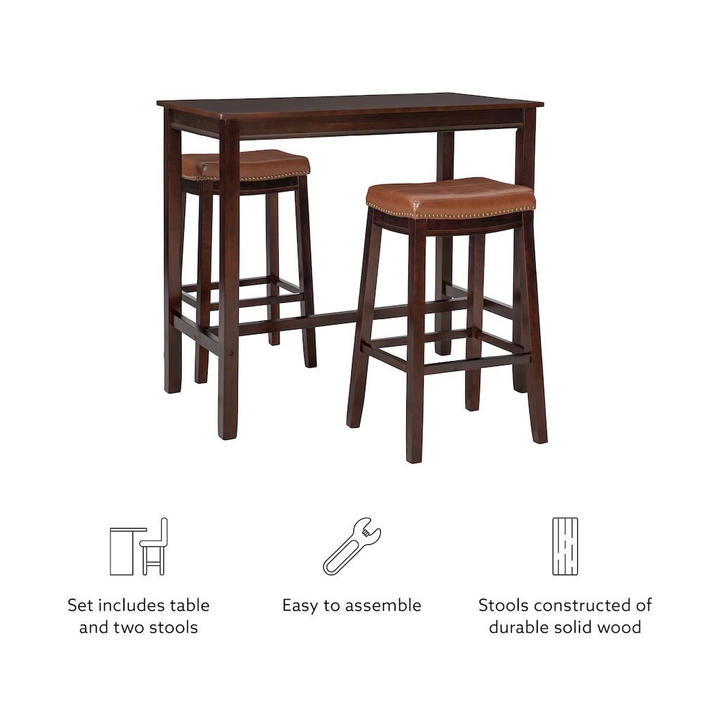 Claridge 3Pc Bar Set Brown Cognac. Picture 10