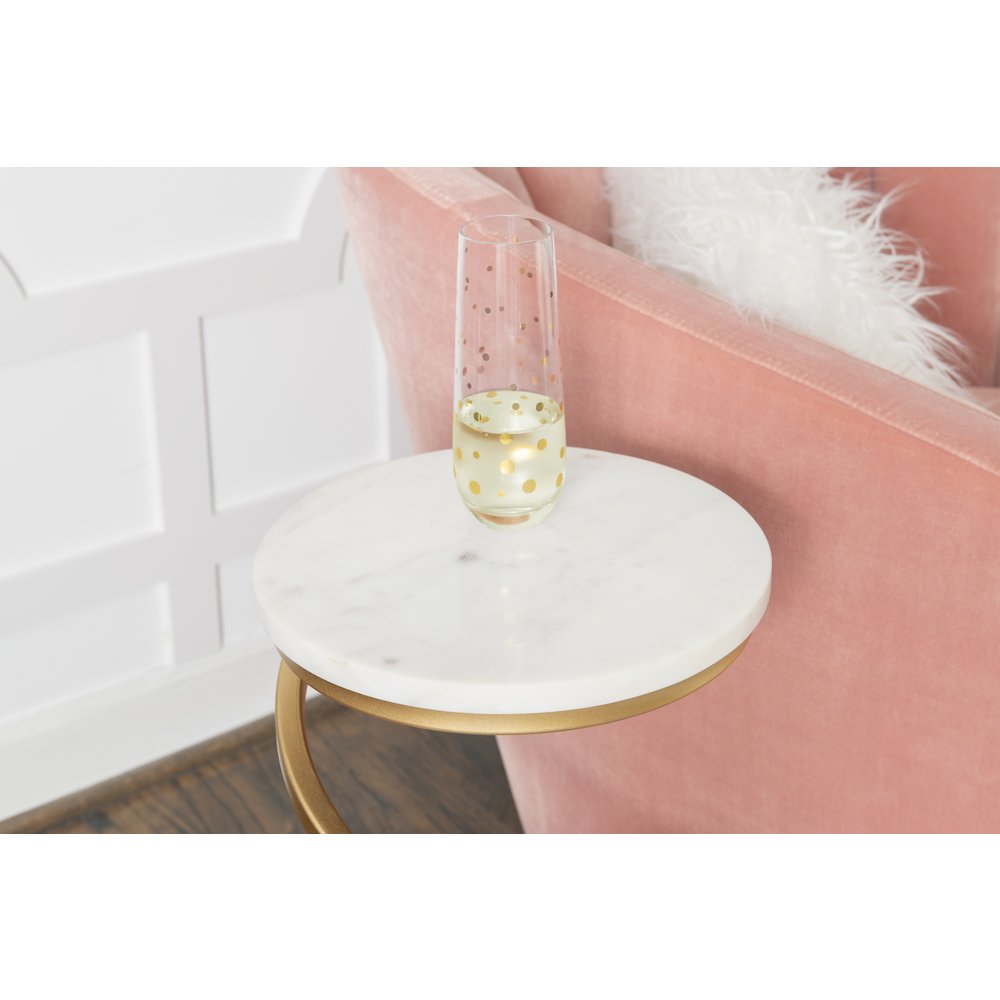 Rian Spiral Drink Table White Marble. Picture 2