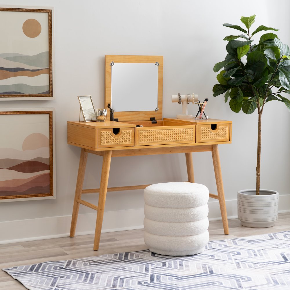 Cecilia Cane Front Vanity Natural. Picture 2