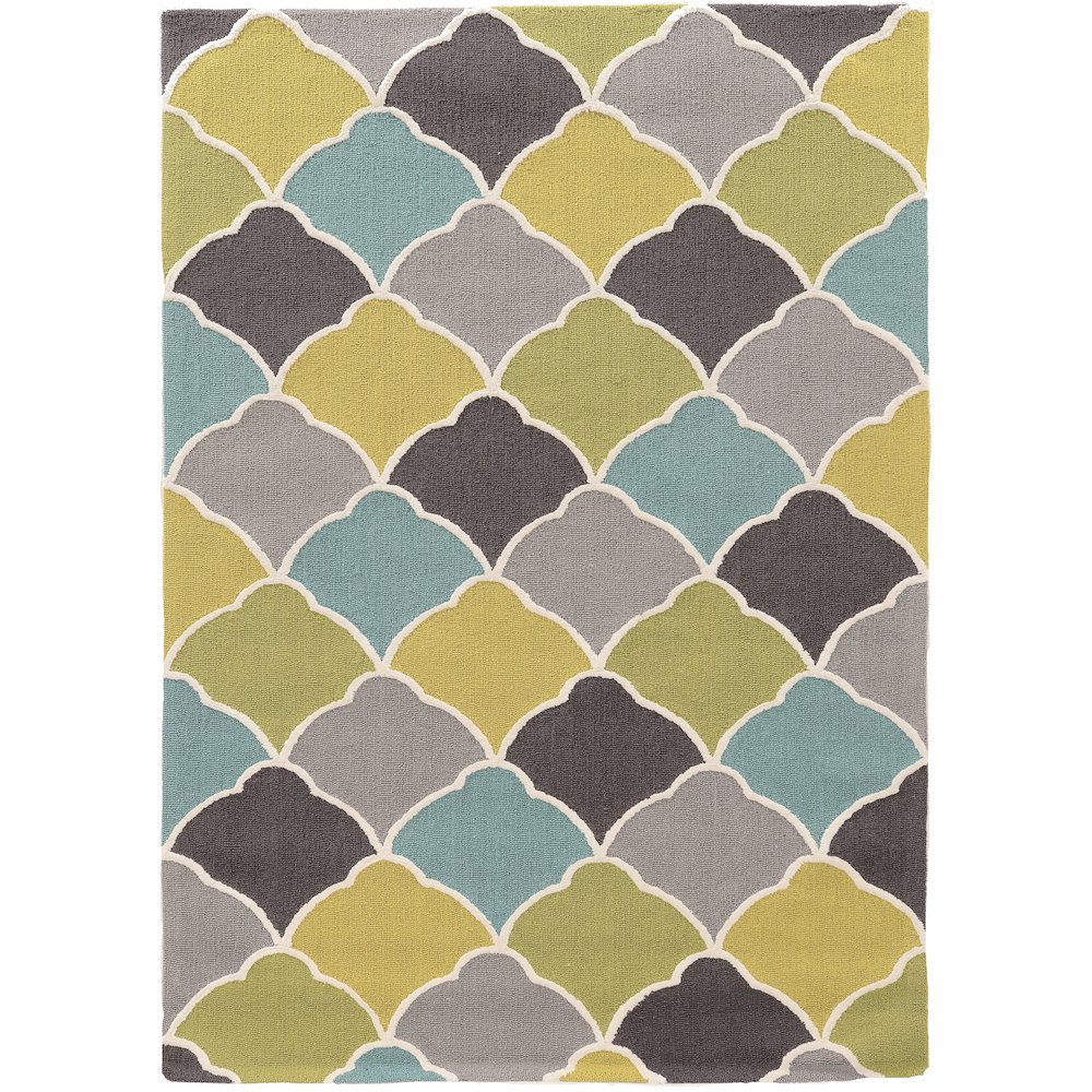 Trio Tiles Grey & Aqua 8x10, Rug. Picture 2