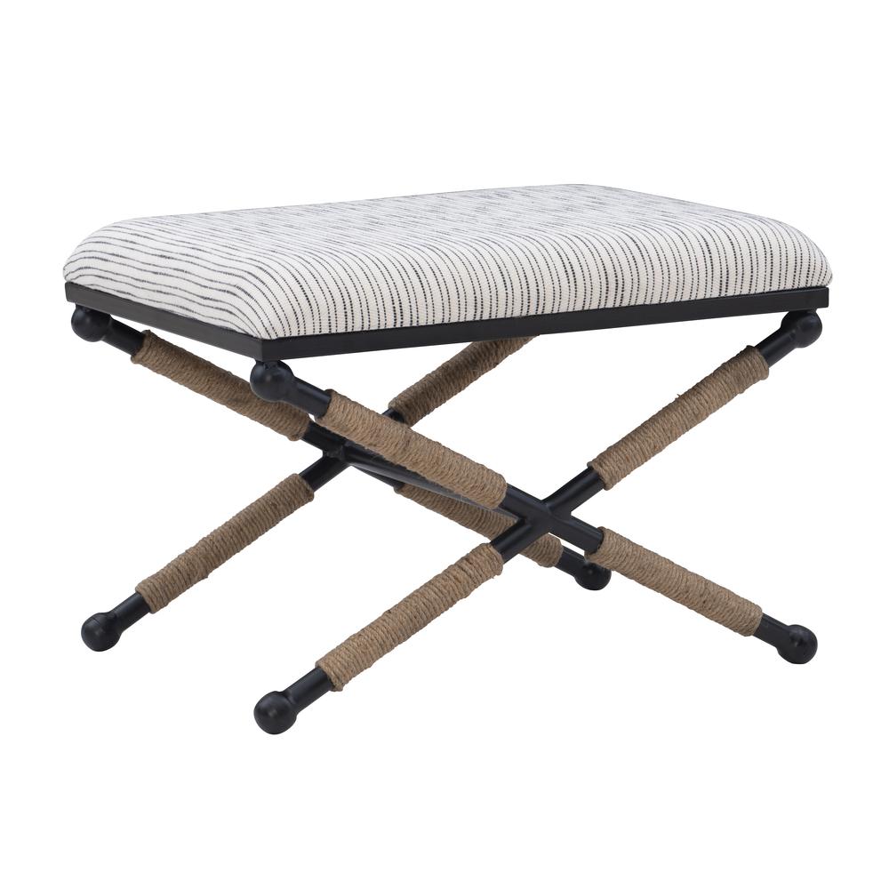Ashburn Campaign Accent Stool Striped. Picture 1